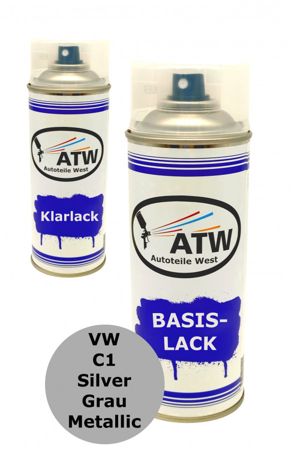Autolack für VW C1 Silver Grau Metallic +400ml Klarlack Set
